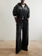 Satoshi Nakamoto - Luke Logo-Printed Cotton-Fleece Zip-Up Hoodie - Black