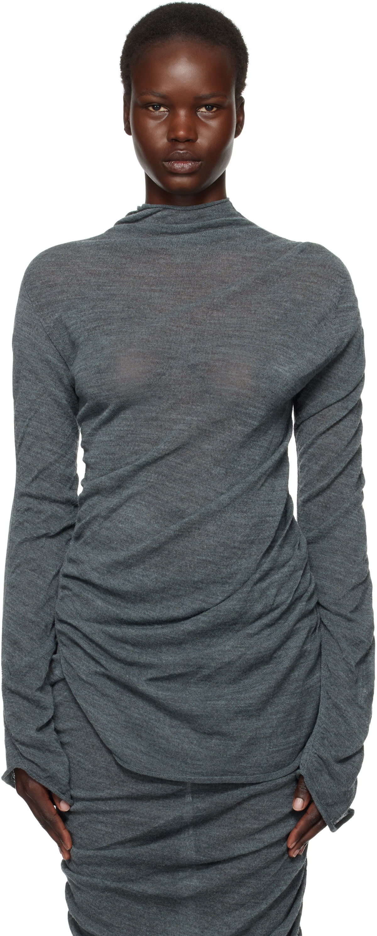 ISSEY MIYAKE Gray Ambiguous Wool Sweater
