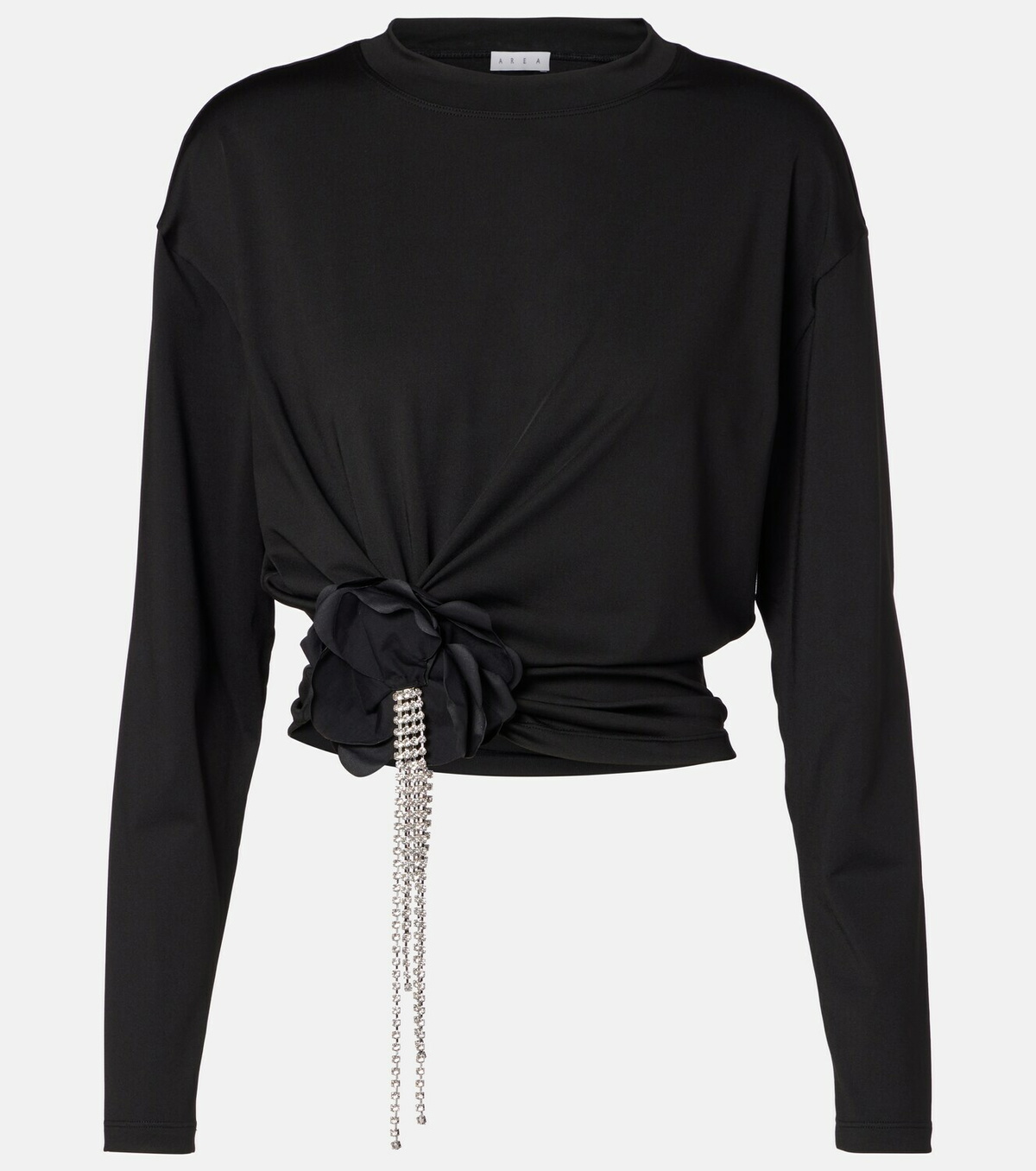 Area Draped embellished jersey T-shirt