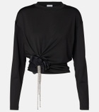Area Draped embellished jersey T-shirt