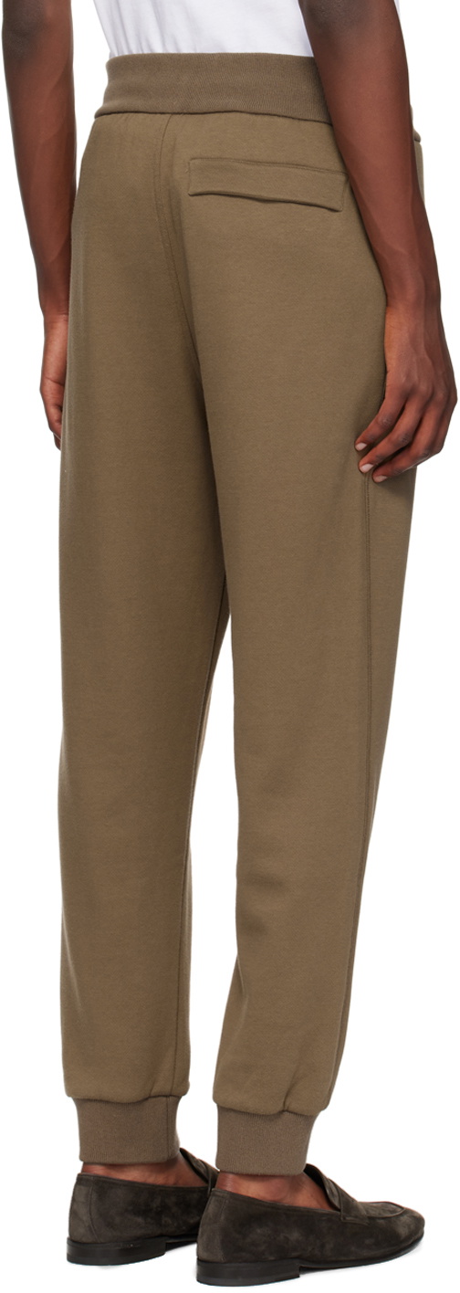 ZEGNA Brown Embroidered-Logo Sweatpants