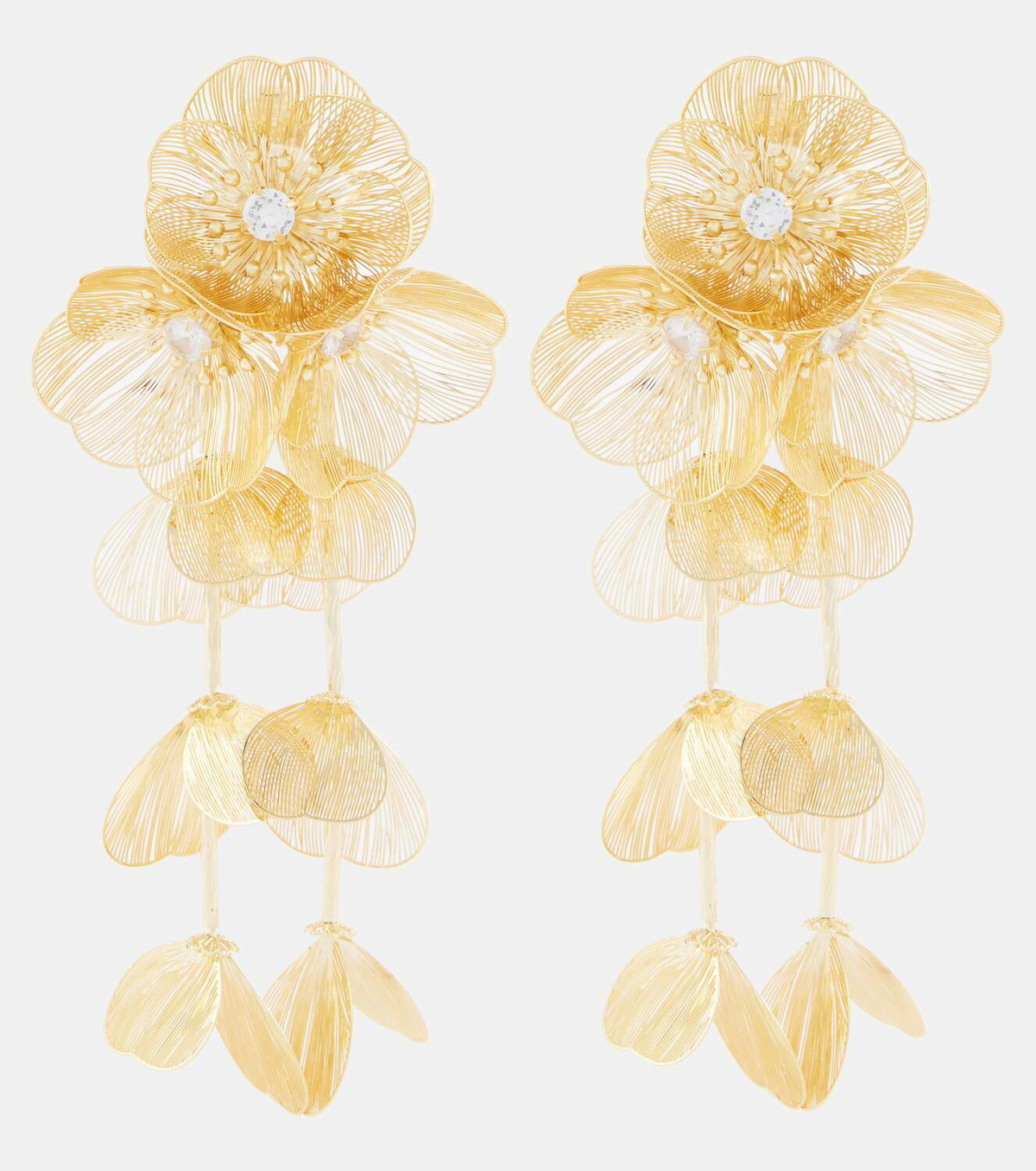 Self-Portrait Embellished gold-plated clip-on earrings