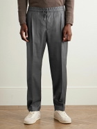 Caruso - Slim-Fit Pleated Wool Drawstring Trousers - Gray