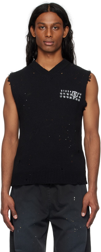 Photo: MM6 Maison Margiela Black Distressed Vest