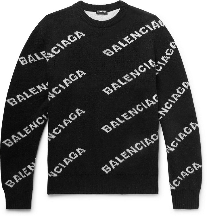 Photo: Balenciaga - Logo-Intarsia Knitted Sweater - Men - Black