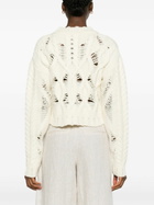 AISLING CAMPS White Cable Knit Cropped Sweater