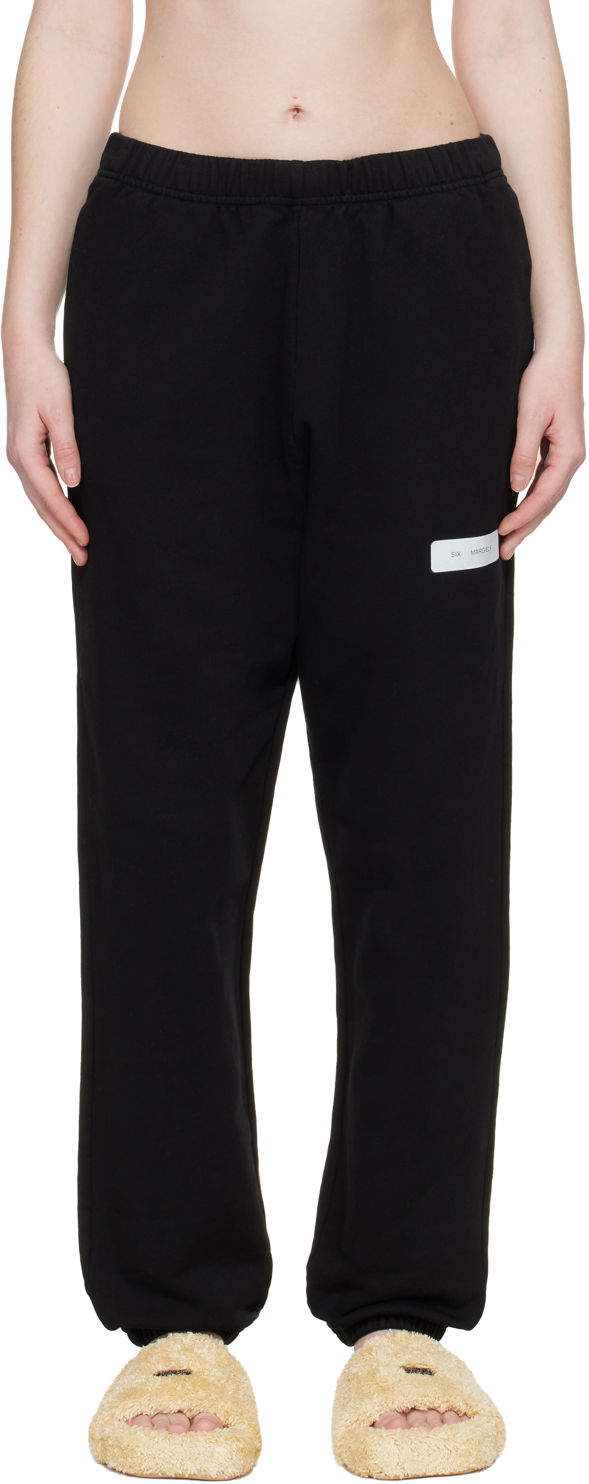 MM6 Maison Margiela Black Unbrushed Cotton Sweatpants