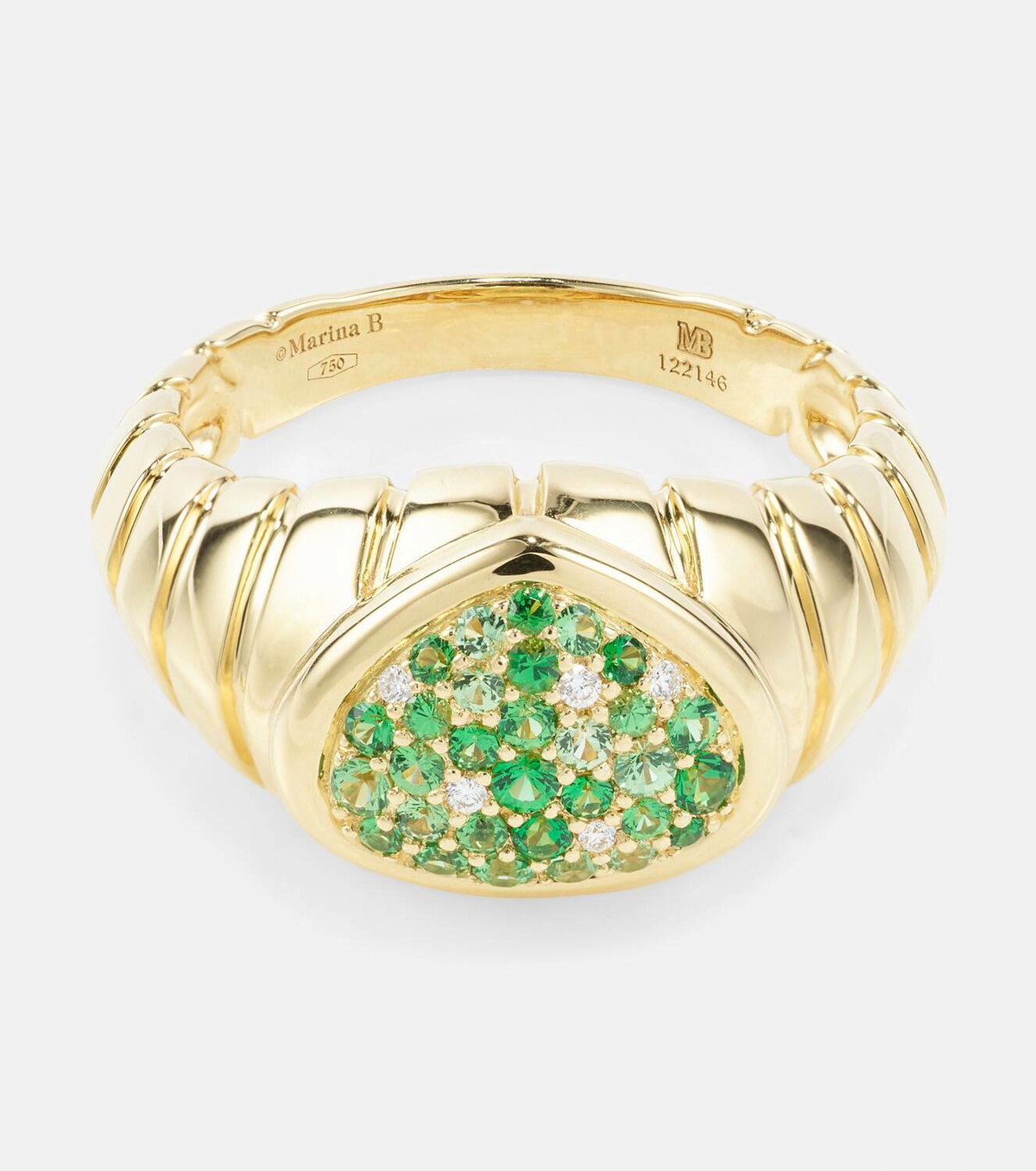 Marina B Timo 18kt gold ring with tsavorites and diamonds