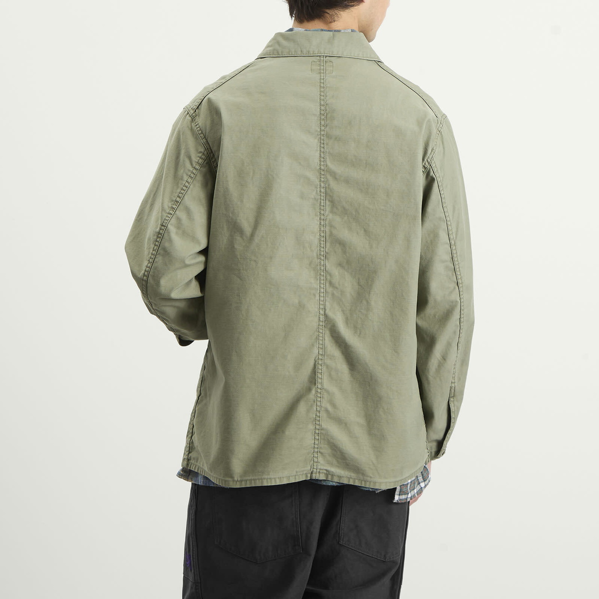 Needles Men's Reversed Sateen Coverall Jacket in Olive Needles