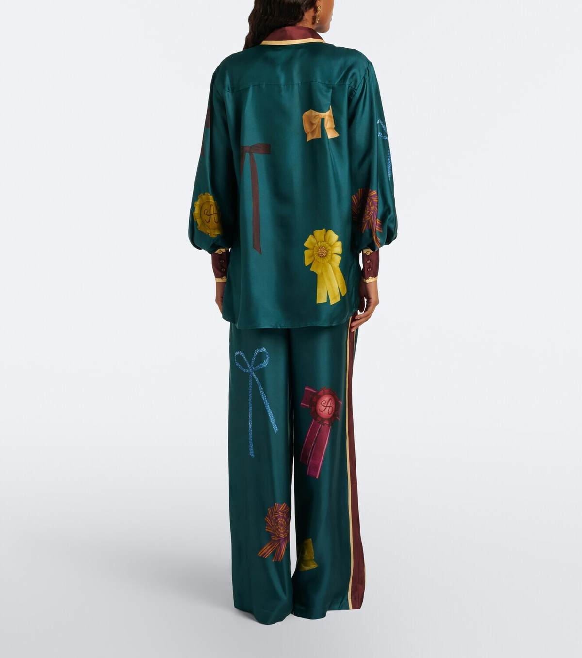 Alémais Rosette printed silk twill palazzo pants