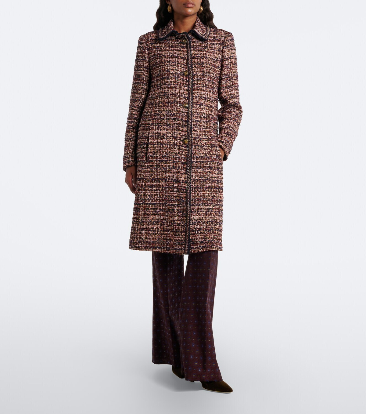 Etro Single-breasted tweed coat