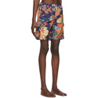 Palm Angels Navy Blooming Swim Shorts