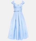 Self-Portrait Pleated taffeta midi dress