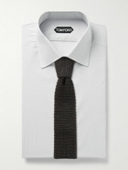 TOM FORD - Slim-Fit Cutaway-Collar Prince Of Wales Checked Cotton-Poplin Shirt - Gray