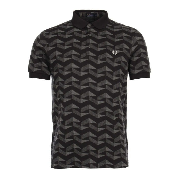 Photo: Knit Polo - Black Geometric