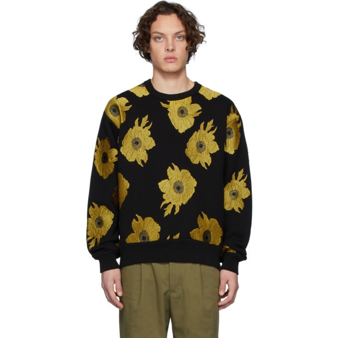 Photo: Dries Van Noten Black and Yellow Hefel Embroidered Sweatshirt