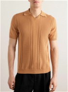 Brunello Cucinelli - Honeycomb-Knit Cotton Polo Shirt - Orange