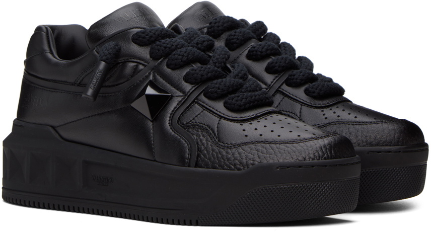 Valentino Garavani Black One Stud XL Nappa Leather Sneakers