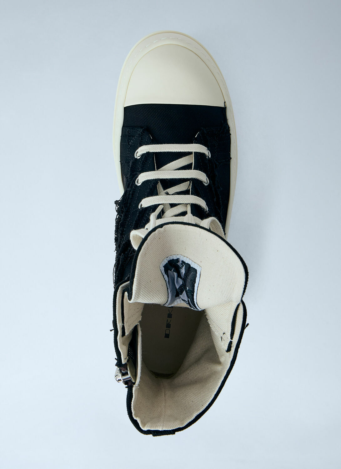 Rick Owens DRKSHDW Frayed Denim High-Top Sneakers