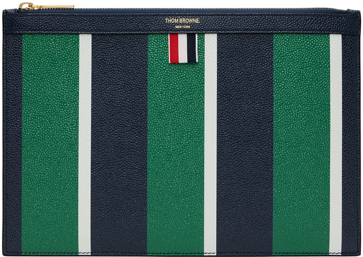 Photo: Thom Browne Navy Small Striped Document Holder