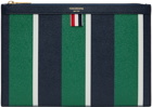 Thom Browne Navy Small Striped Document Holder