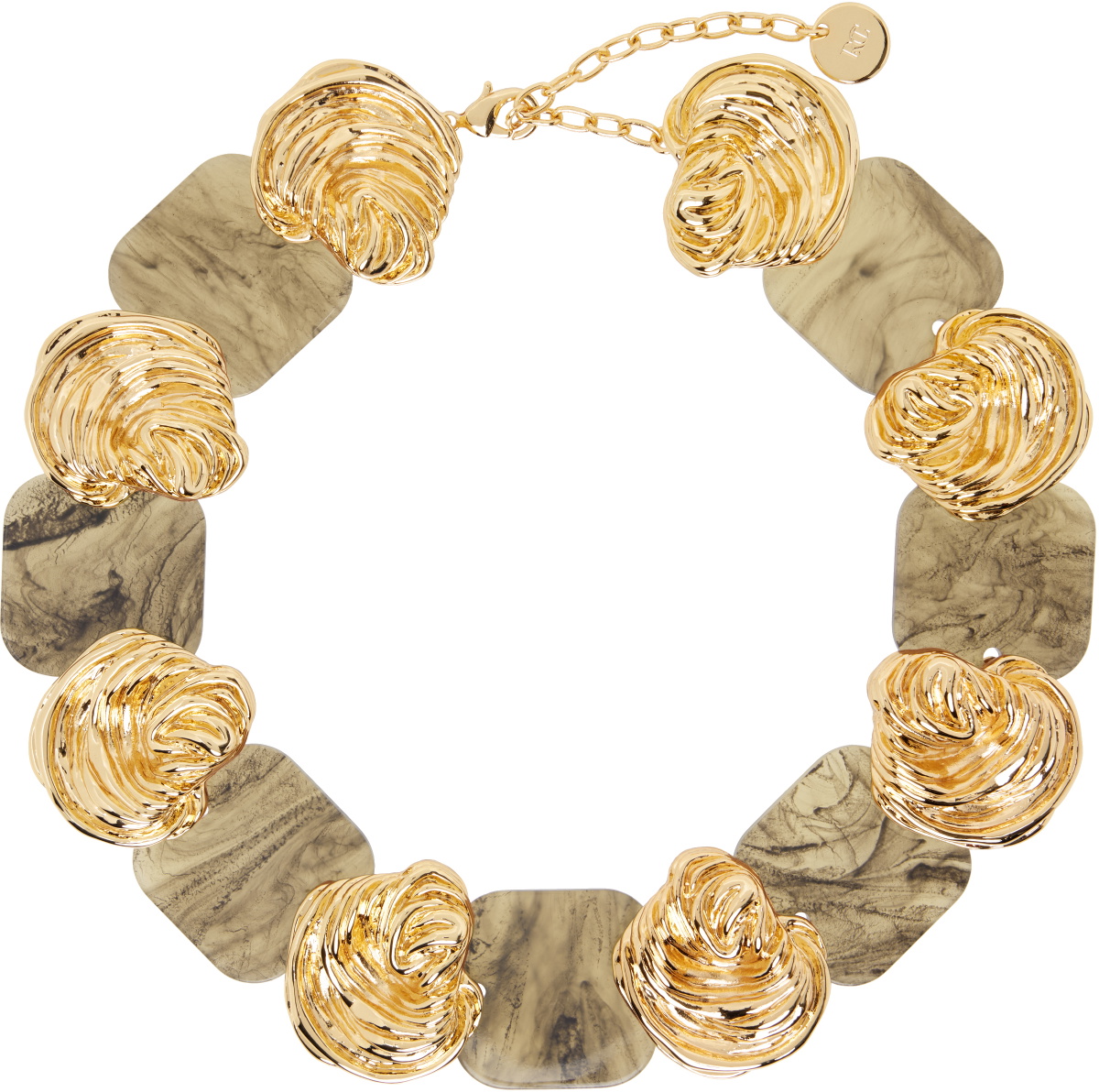 RECTO Gold & Brown Ibiza Formica Bold Necklace