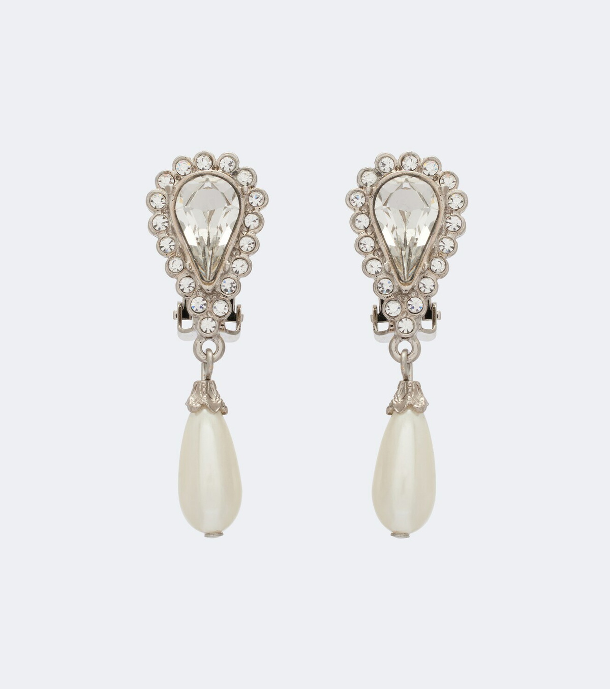 Alessandra Rich Crystal-embellished faux pearl clip-on earrings