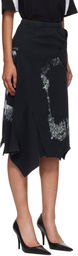 VETEMENTS Black 'Cradle Of Filth' Upside-Down T-Skirt Midi Skirt