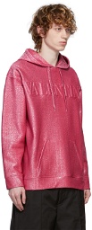 Valentino Pink Metallic Logo Hoodie