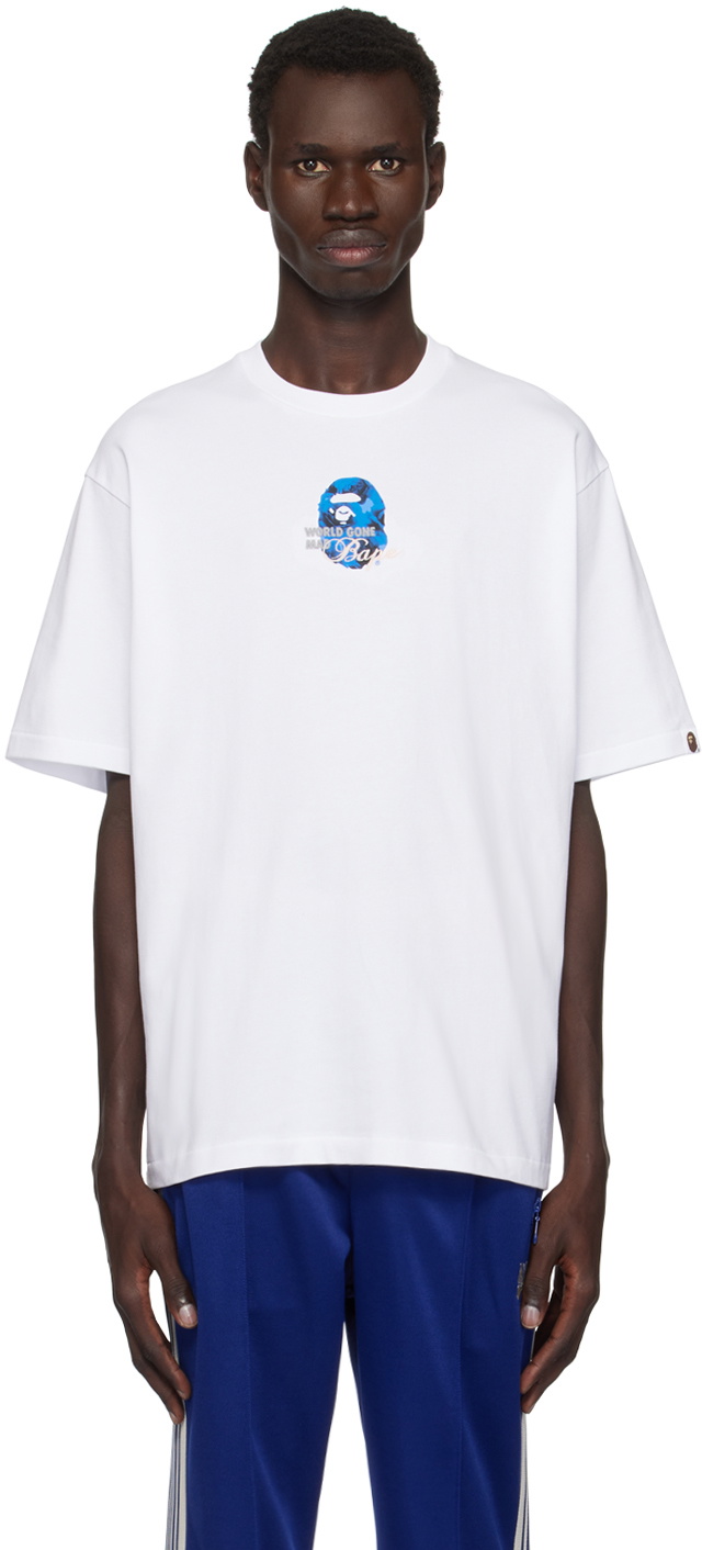 BAPE White Flora Solid Camo Medium Ape Head T shirt