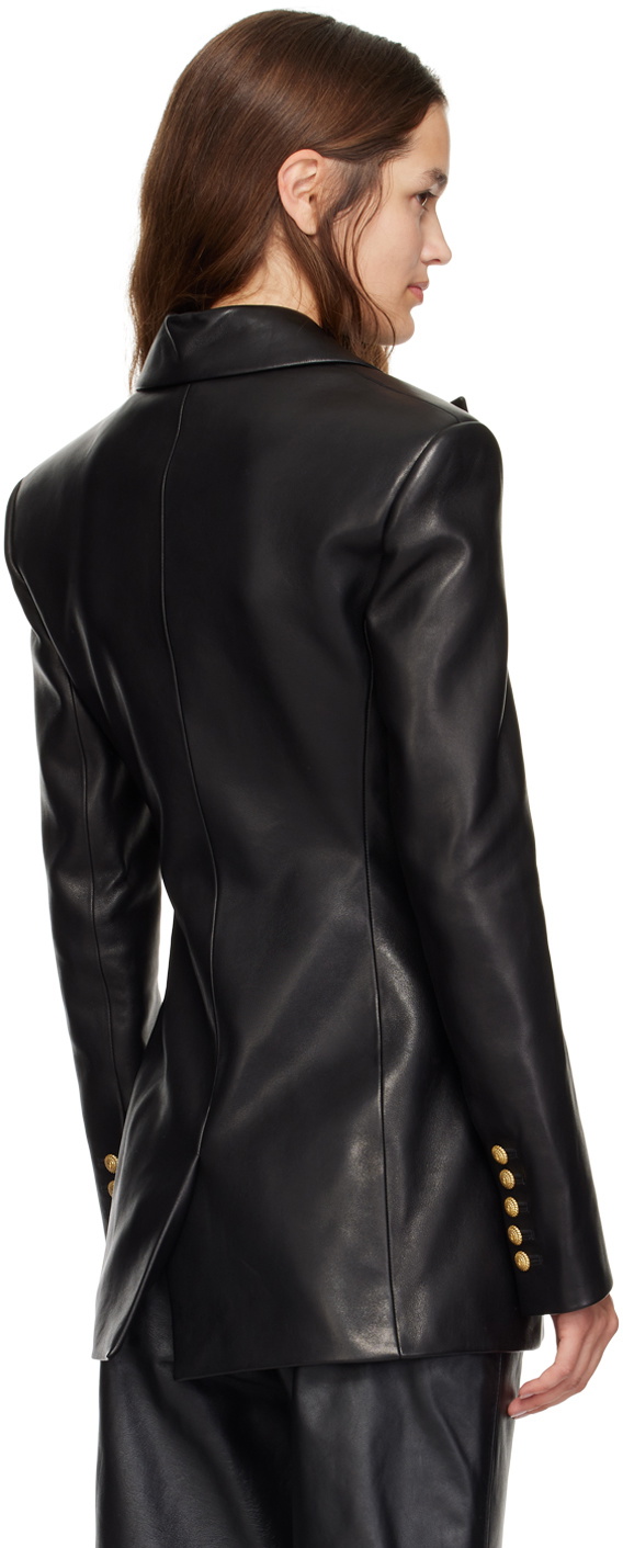 Balmain Black 2-Button Leather Jacket