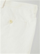 Caruso - Straight-Leg Pleated Cotton and Linen-Blend Trousers - White