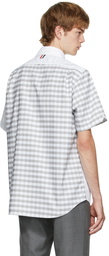 Thom Browne White & Grey Checked Short Sleeve Shirt