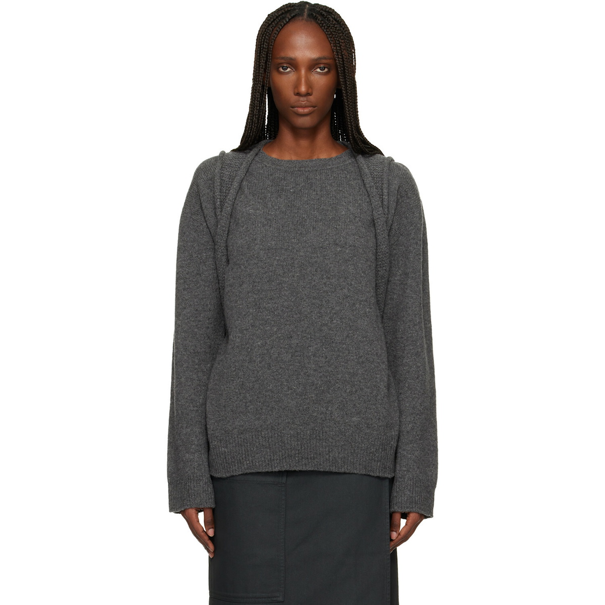 ISSEY MIYAKE Gray Backpack Knit Sweater