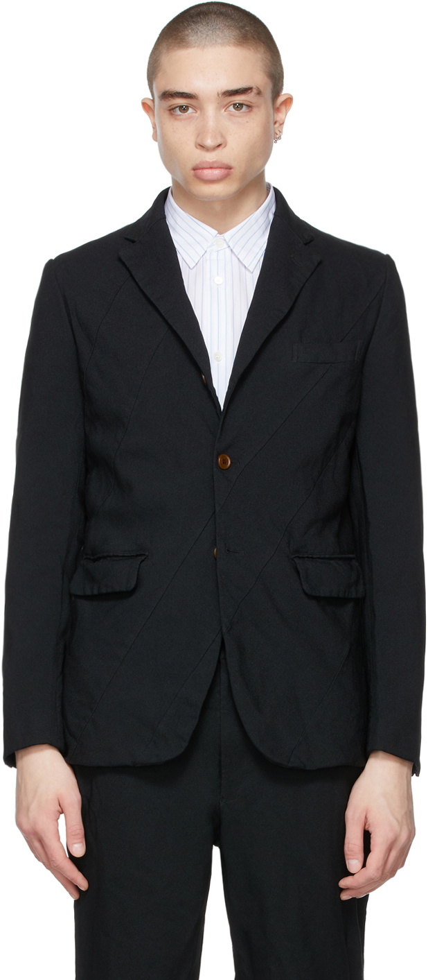 Comme des Garçons Homme Deux Black Garment-Dyed Diagonal Panel Blazer ...