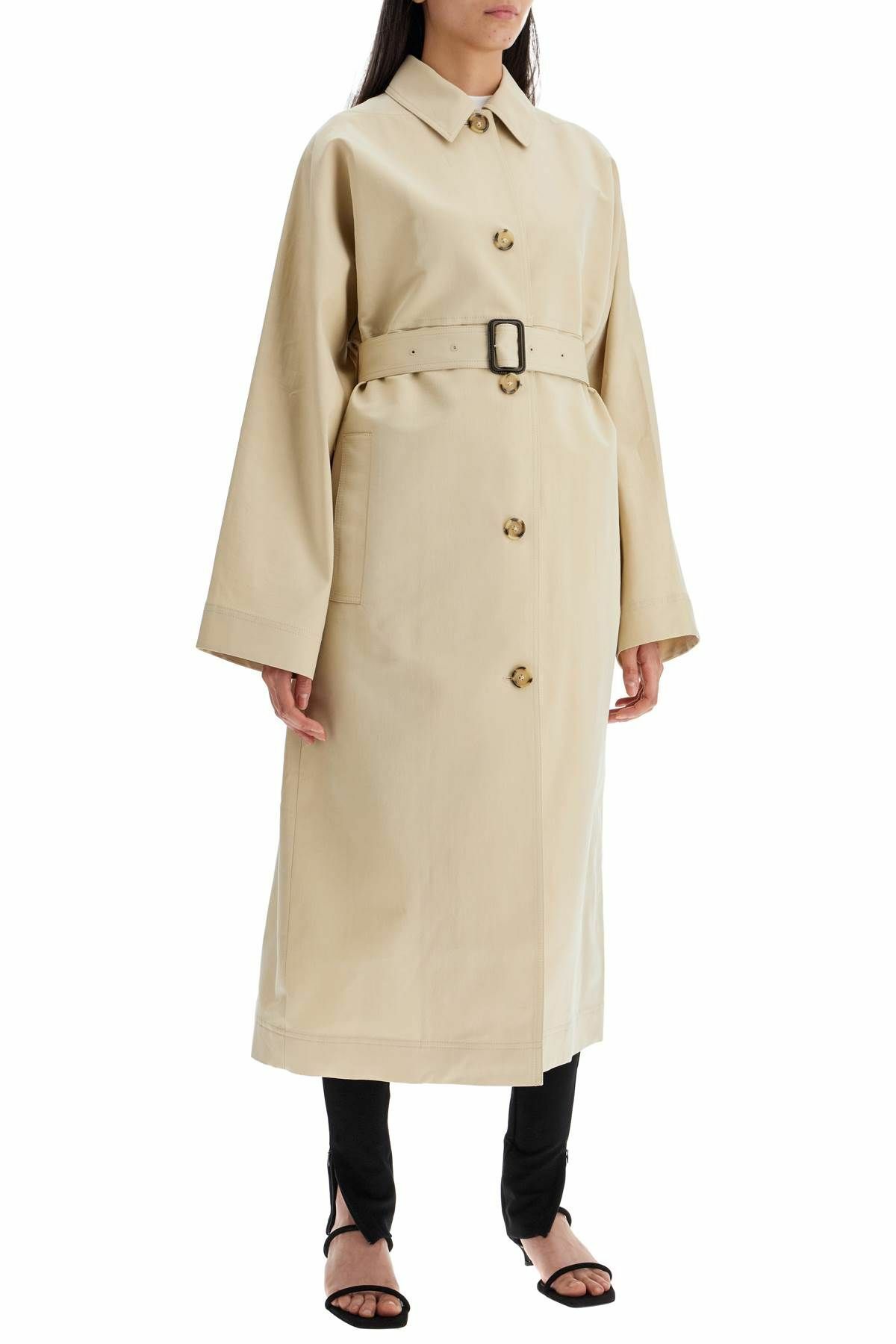 TOTEME single breasted cotton and silk trench Beige Toteme