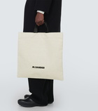 Jil Sander Leather-trimmed canvas tote bag