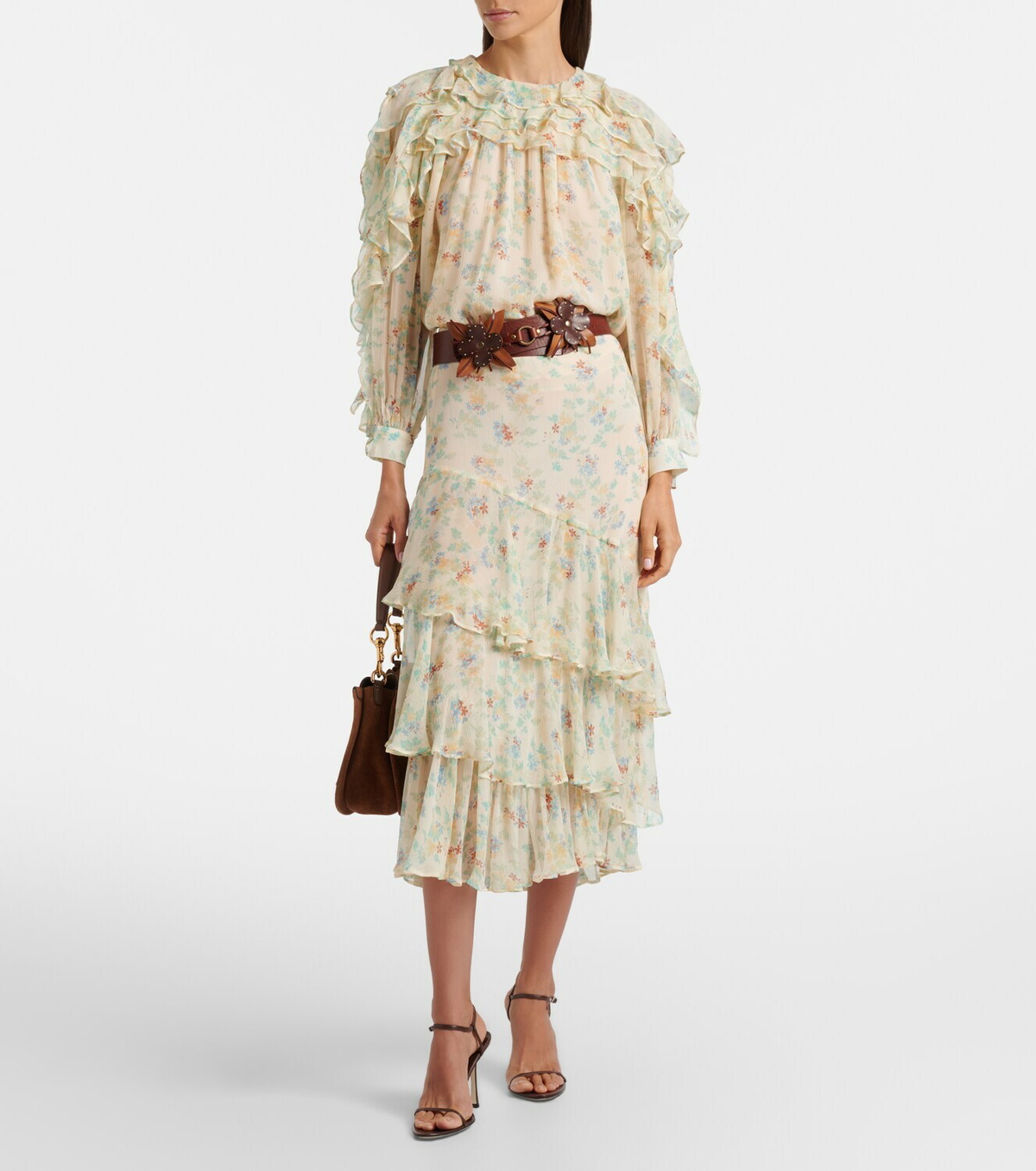 Ulla Johnson Meadow floral silk chiffon midi skirt