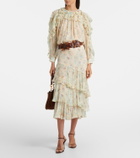 Ulla Johnson Meadow floral silk chiffon midi skirt