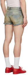 Maison Margiela Blue Raw Edge Denim Shorts