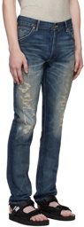 RRL Blue High Slim Fit Hand-Repaired Jeans