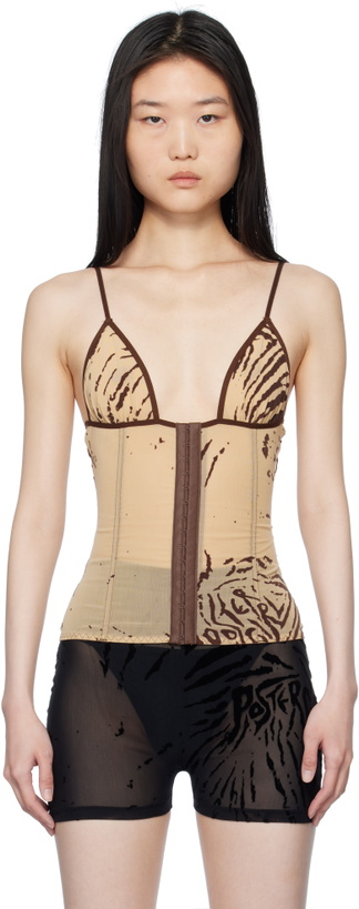 Photo: Poster Girl Beige Doll Triangle Zebra Print Camisole