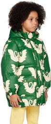 Mini Rodini Kids Green Swan Heavy Puffer Jacket