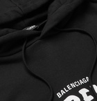 Balenciaga - Logo-Print Loopback Cotton-Jersey Hoodie - Black