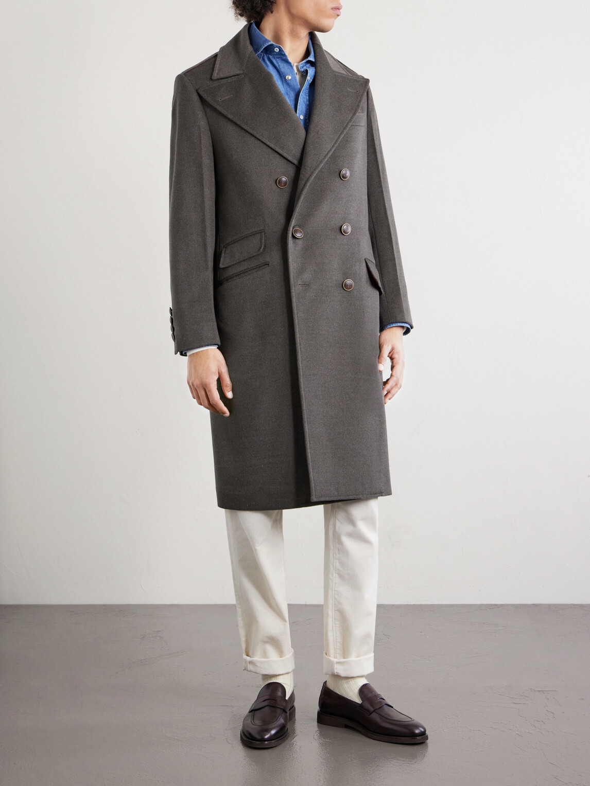 Brunello Cucinelli - Virgin Wool Double-Breasted Coat - Green