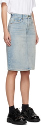 We11done Blue Washed Denim Midi Skirt