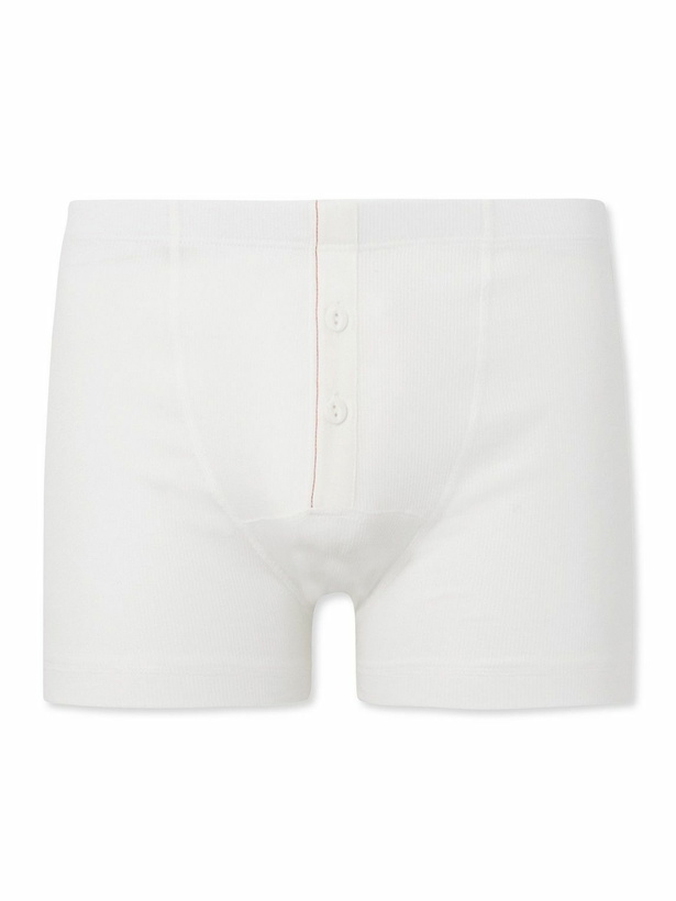 Photo: Hemen Biarritz - Albar Ribbed Organic Stretch-Cotton Boxer Briefs - White