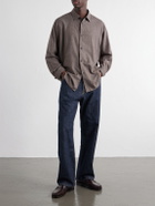 ATON - Checked Cotton and Yak-Blend Shirt - Brown