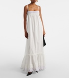 Saint Laurent Embroidered cotton poplin maxi dress