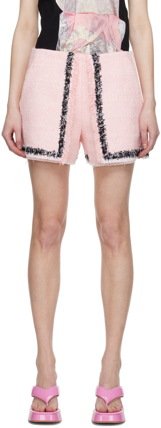 MSGM Pink Frayed Shorts MSGM